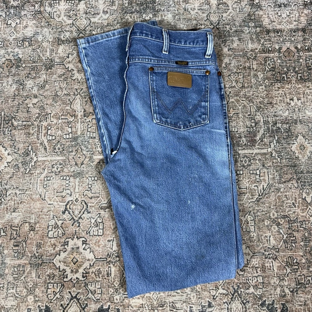 wrangler 936den cowboy cut light blue jeans size 34x38 made in mexico
